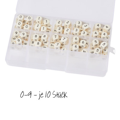 Zahlenwürfel natur 10mm 100teilig